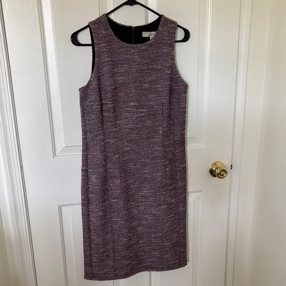 LOFT Sleeveless Tweed Midi Dress